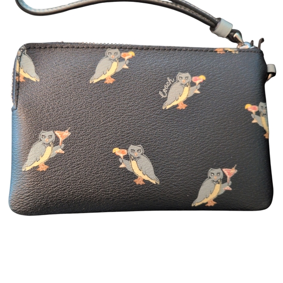 Coach Black Wristlet with Owl Print - Picture 3 of 6
